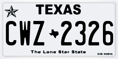 TX license plate CWZ2326