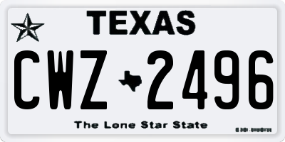 TX license plate CWZ2496