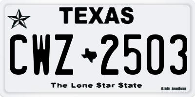 TX license plate CWZ2503