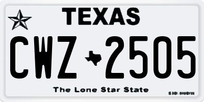 TX license plate CWZ2505