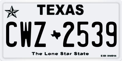 TX license plate CWZ2539