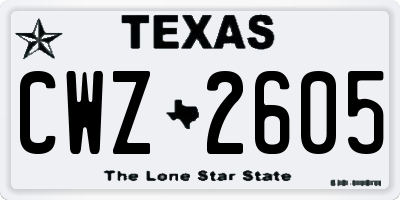 TX license plate CWZ2605