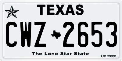 TX license plate CWZ2653