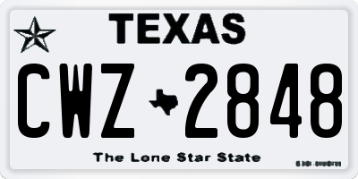 TX license plate CWZ2848
