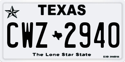 TX license plate CWZ2940