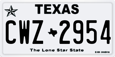 TX license plate CWZ2954