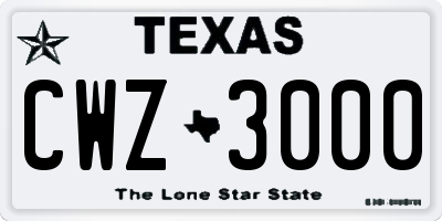 TX license plate CWZ3000