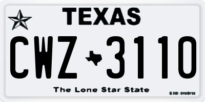 TX license plate CWZ3110