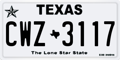 TX license plate CWZ3117