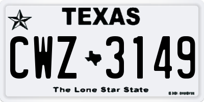 TX license plate CWZ3149