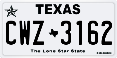 TX license plate CWZ3162