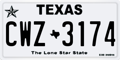 TX license plate CWZ3174