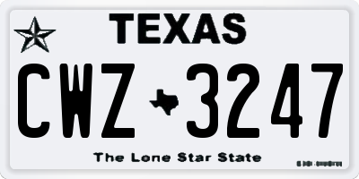 TX license plate CWZ3247
