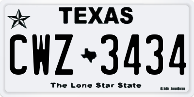TX license plate CWZ3434