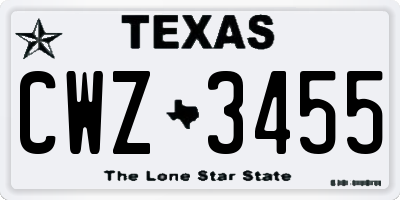 TX license plate CWZ3455