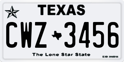 TX license plate CWZ3456