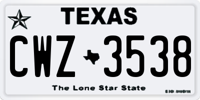 TX license plate CWZ3538