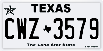 TX license plate CWZ3579