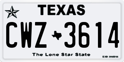 TX license plate CWZ3614