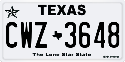 TX license plate CWZ3648