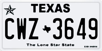TX license plate CWZ3649