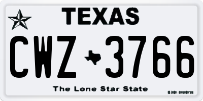 TX license plate CWZ3766