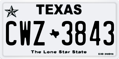 TX license plate CWZ3843