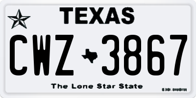 TX license plate CWZ3867