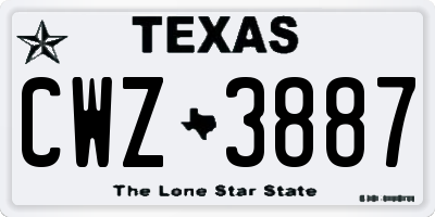 TX license plate CWZ3887