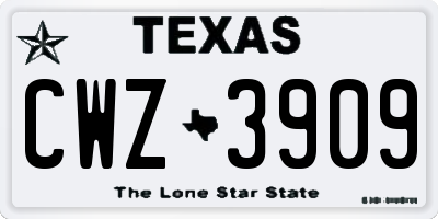 TX license plate CWZ3909