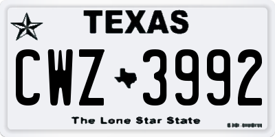 TX license plate CWZ3992