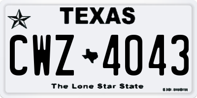 TX license plate CWZ4043