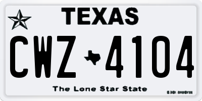 TX license plate CWZ4104