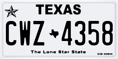 TX license plate CWZ4358