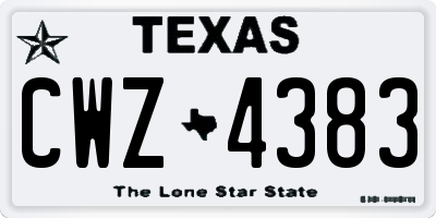 TX license plate CWZ4383