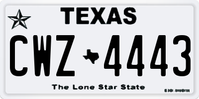 TX license plate CWZ4443