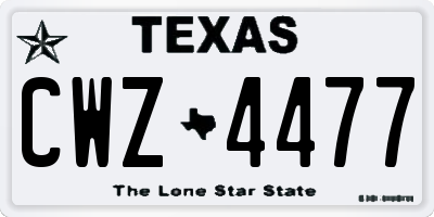 TX license plate CWZ4477