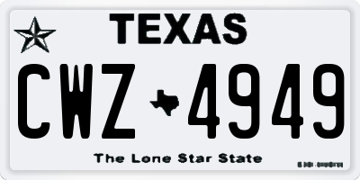 TX license plate CWZ4949