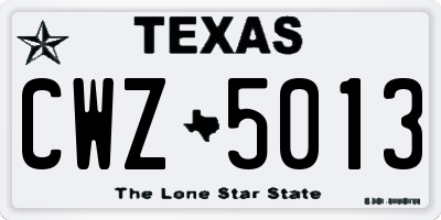 TX license plate CWZ5013