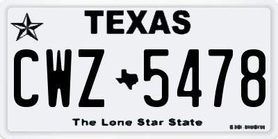 TX license plate CWZ5478