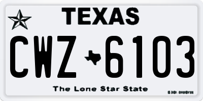 TX license plate CWZ6103