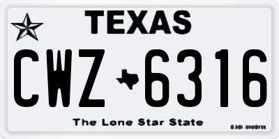 TX license plate CWZ6316