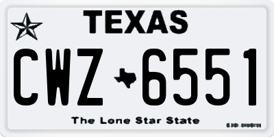 TX license plate CWZ6551