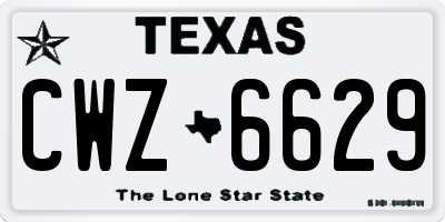 TX license plate CWZ6629