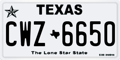 TX license plate CWZ6650