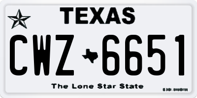 TX license plate CWZ6651