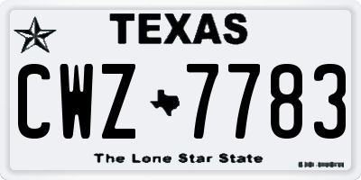 TX license plate CWZ7783