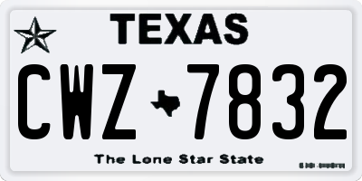 TX license plate CWZ7832