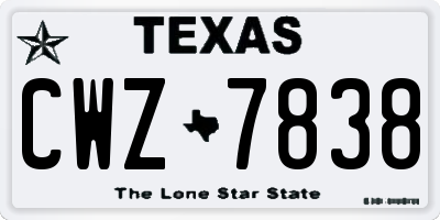TX license plate CWZ7838