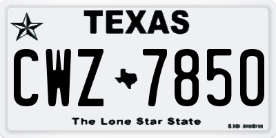 TX license plate CWZ7850